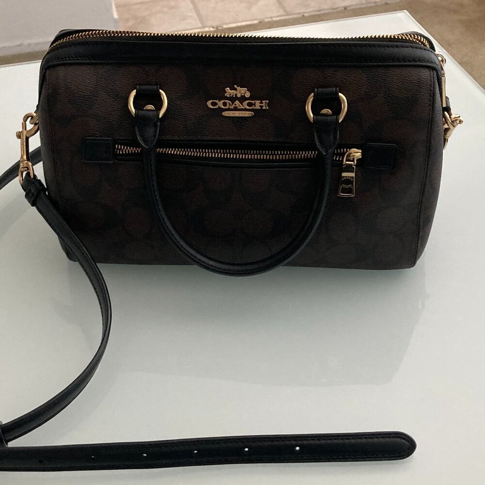 Coach Rowan Satchel Bag in Signature Canvas with Crossbody Strap